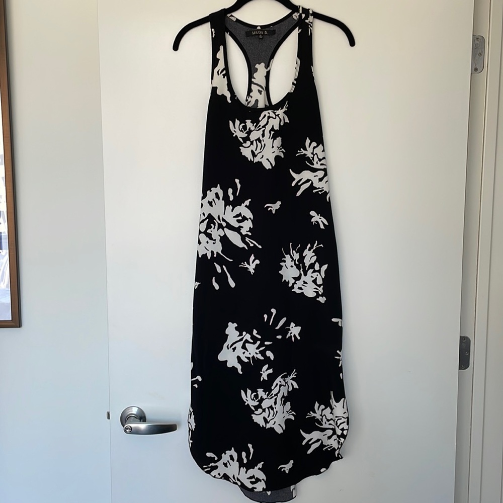 Black and white floral maxi - racer back - US XS/S